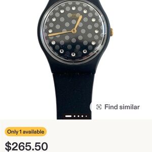 Swatch Black Polka Dot Dial Watch with Gold Hands